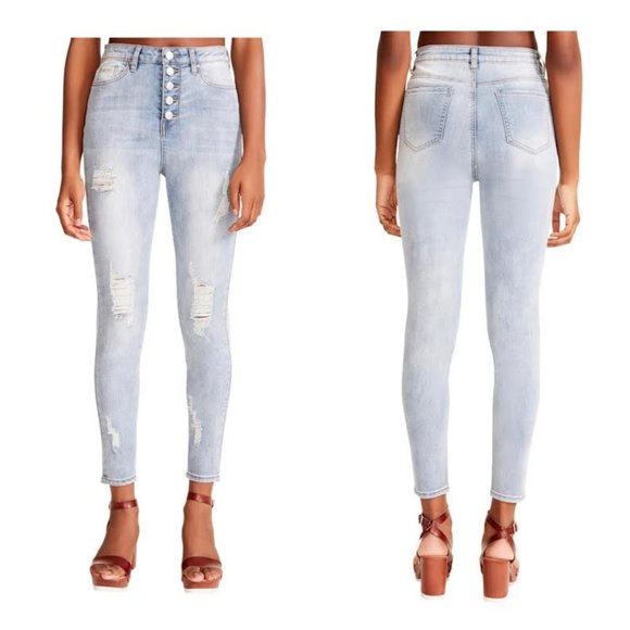 NWT STEVE MADDEN Madden Girl Women ICON Ultra High-Rise Ripped Skinny Jeans - Picture 1 of 7